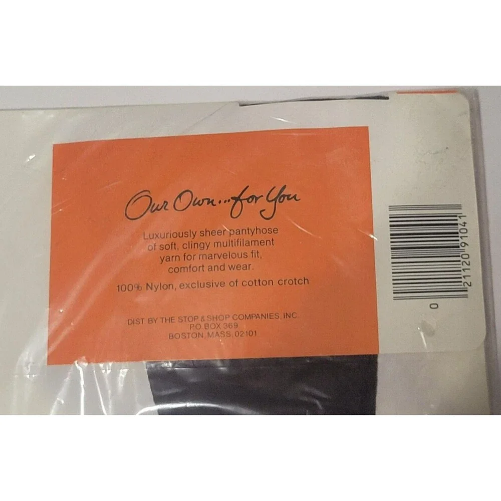 Vintage Our Own...For You Sheer Reinforced Top Pantyhose Off Black Size B